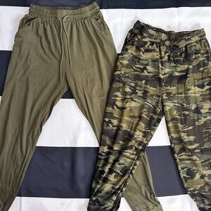 Olive Green and Camouflage Jogger Pants Set